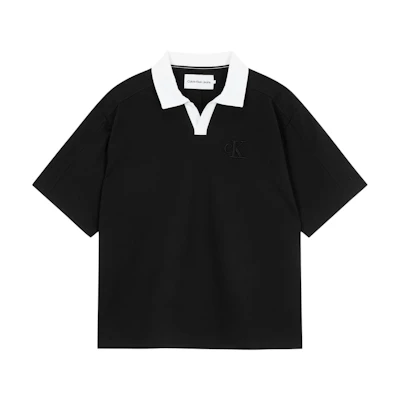 CALVIN KLEIN Colorblock Polo Collar Short Sleeve Shirt Black J325364-BEH
