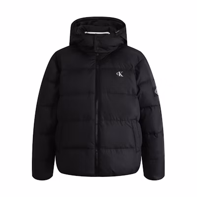 CALVIN KLEIN Down Jacket with Detachable Hood and Embroidered Patch. ZM02475
