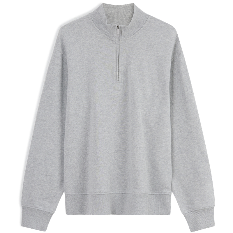 Calvin Klein  Embroidered Half-Zip Cotton Sweatshirt Pearl Grey Casual J326697