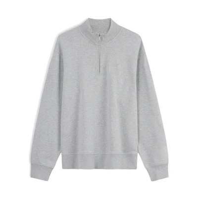 Calvin Klein Embroidered Half-Zip Cotton Sweatshirt Pearl Grey Casual J326697