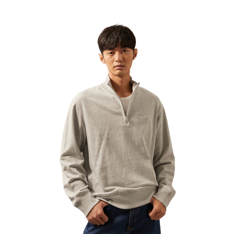 Purchase Calvin Klein Sudadera Casual Bordada Half-Zip Algodón Gris Perla. J326697