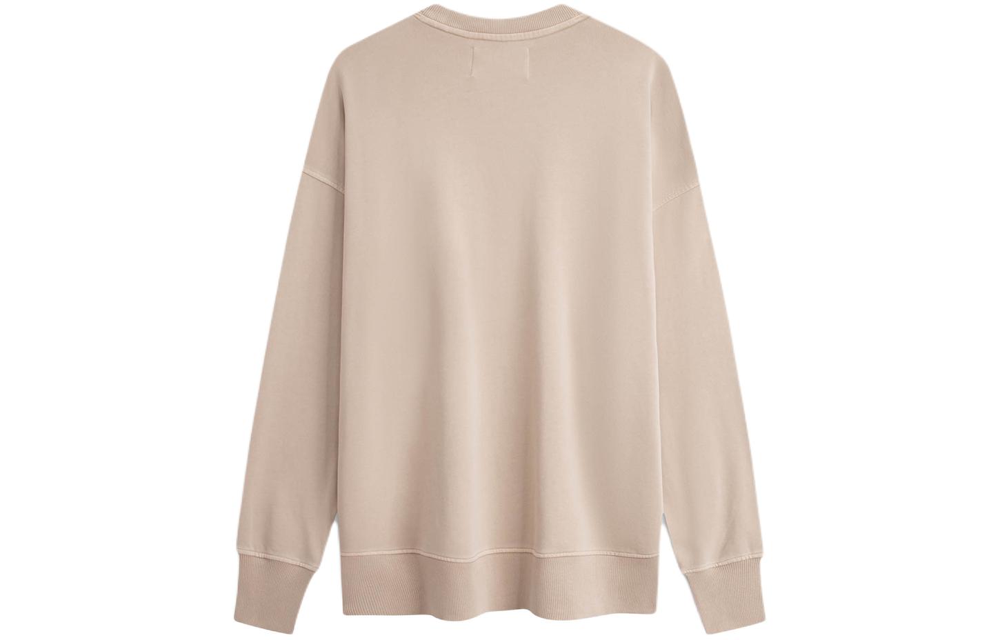 Lookbook CALVIN KLEIN Sweatshirt Logo Bordir Crewneck Warna Beige Coffee. J324475-PED