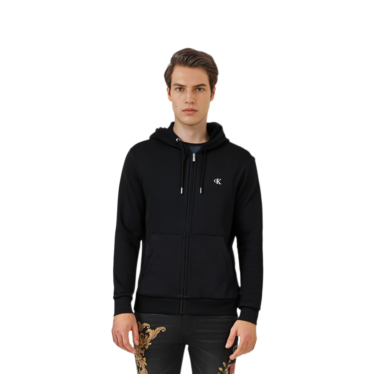 Shop Calvin Klein Hoodie Zip-Up Logo Sulam Fleece. 40QM434