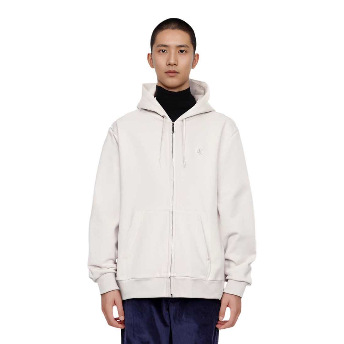 Purchase 卡尔文克莱因 刺绣标志拉链连帽卫衣 牛奶白色 40QM434-67U