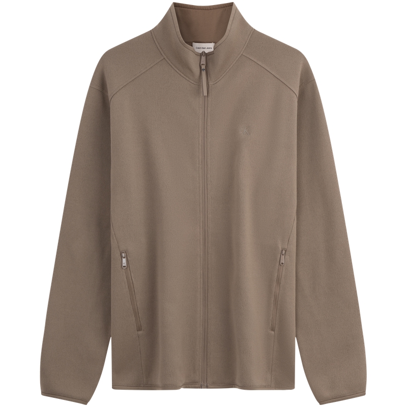 CALVIN KLEIN  Embroidered Zip-Up Knit Fleece Jacket Casual Commuter Style J327098