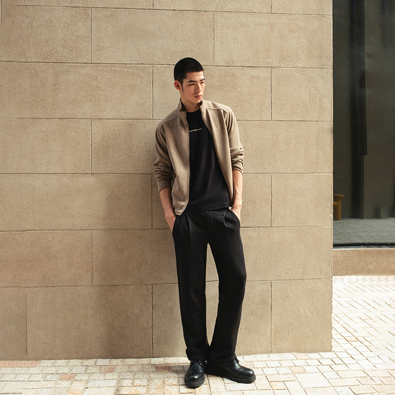 Lookbook 卡文克萊 刺繡拉鍊針織抓毛外套 休閒通勤風 J327098