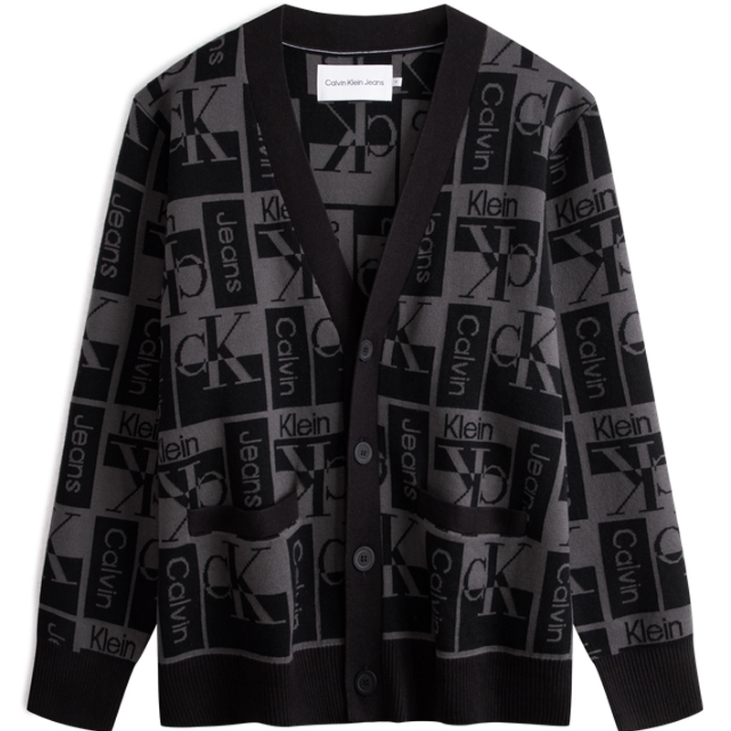 CALVIN KLEIN  Fall Winter V-Neck Knit Cardigan Space Black. J324798BEH