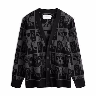CALVIN KLEIN Fall Winter V-Neck Knit Cardigan Space Black. J324798BEH