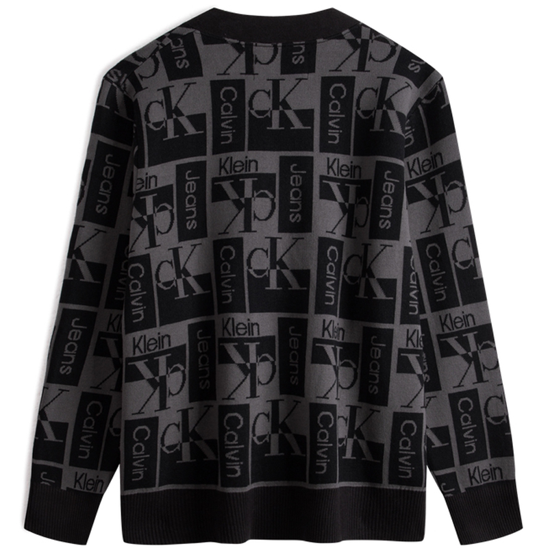 CALVIN KLEIN  Fall Winter V-Neck Knit Cardigan Space Black. J324798BEH 圖 3