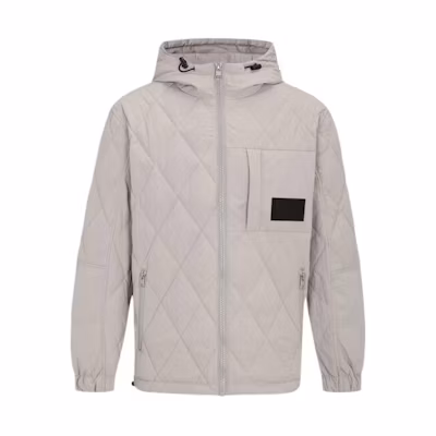 CALVIN KLEIN Grey Quilted Hooded Down Jacket with Minimalist Design. J322174-PQY