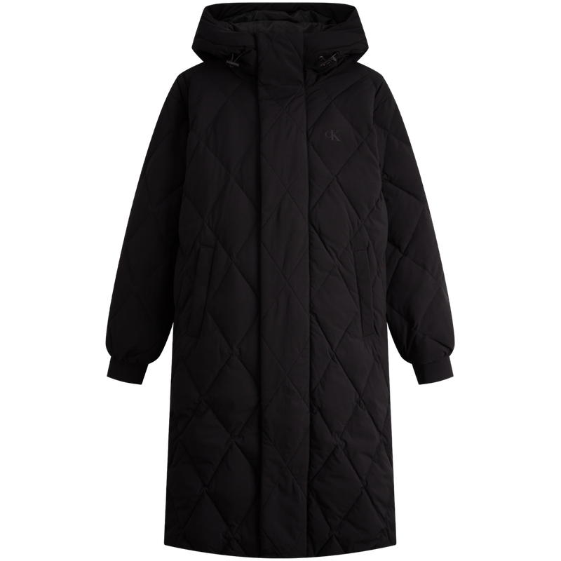 Calvin Klein  Hooded Long Down Jacket Quilted Design Winter Wear J324340
