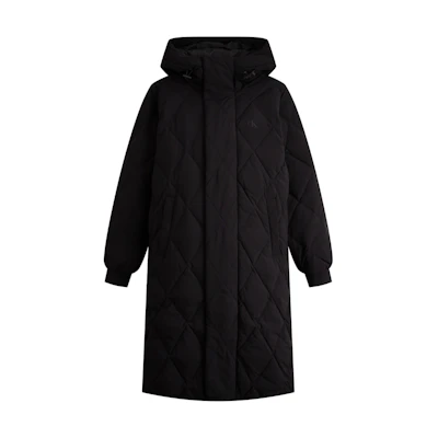 Calvin Klein Hooded Long Down Jacket Quilted Design Winter Wear J324340