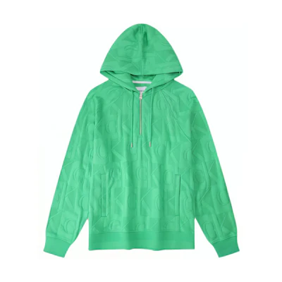 Calvin Klein Jacquard Logo Half-Zip Cotton Knit Hoodie Green. J324406-LGP