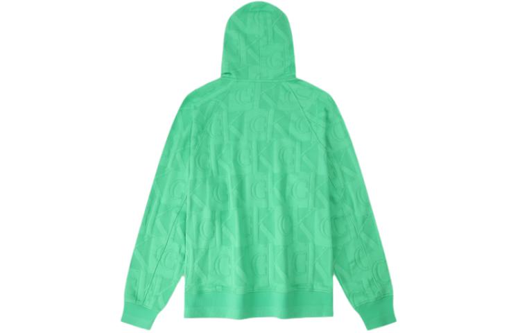 Lookbook Calvin Klein Jacquard Logo Half-Zip Hoodie Rajut Kapas Hijau. J324406-LGP