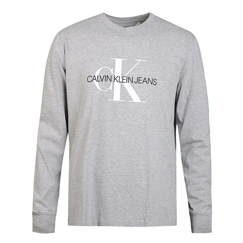 Shop Camiseta Calvin Klein Logo Print de Manga Larga y Cuello Redondo Casual. 41VM882