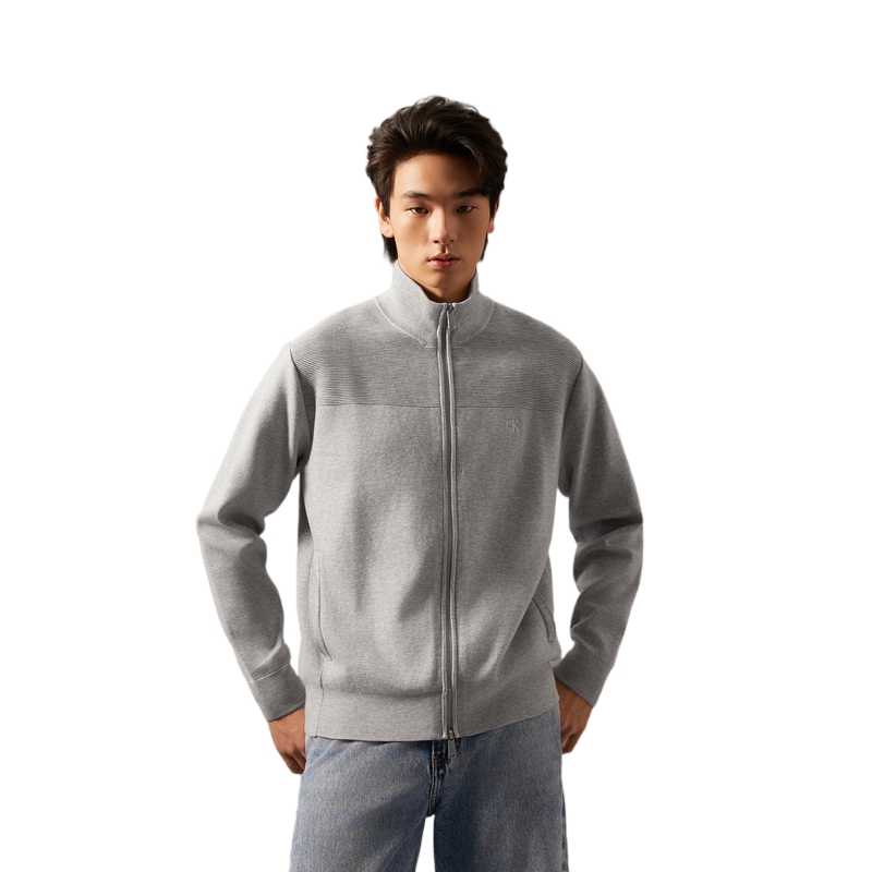 Calvin Klein  Lyocell Stretch Embroidered Stand Collar Zip Knit Cardigan J326589 圖 9