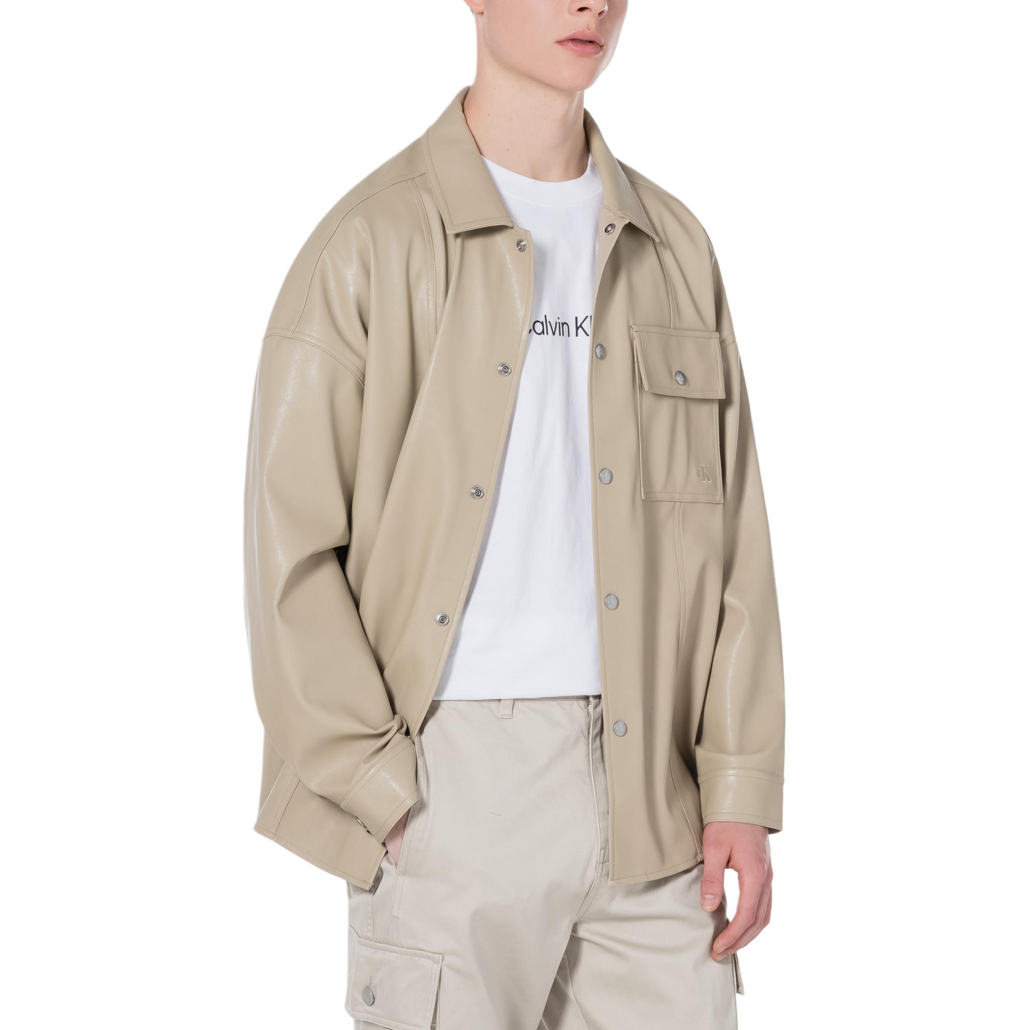 Shop Calvin Klein  Minimalist Beige Long-Sleeve Casual Jacket. J325010-PED