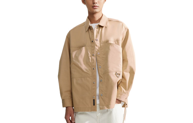 Calvin Klein  Outdoor Drawstring Hem Long Sleeve Shirt Khaki J325013-PF2