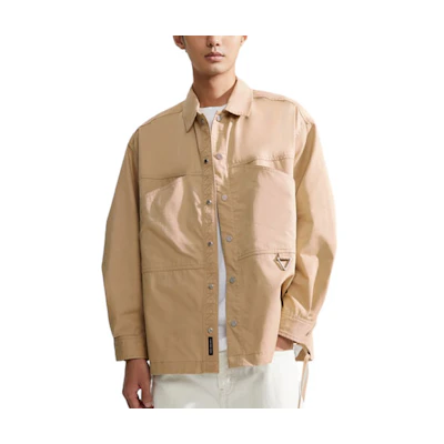 Calvin Klein Outdoor Drawstring Hem Long Sleeve Shirt Khaki J325013-PF2