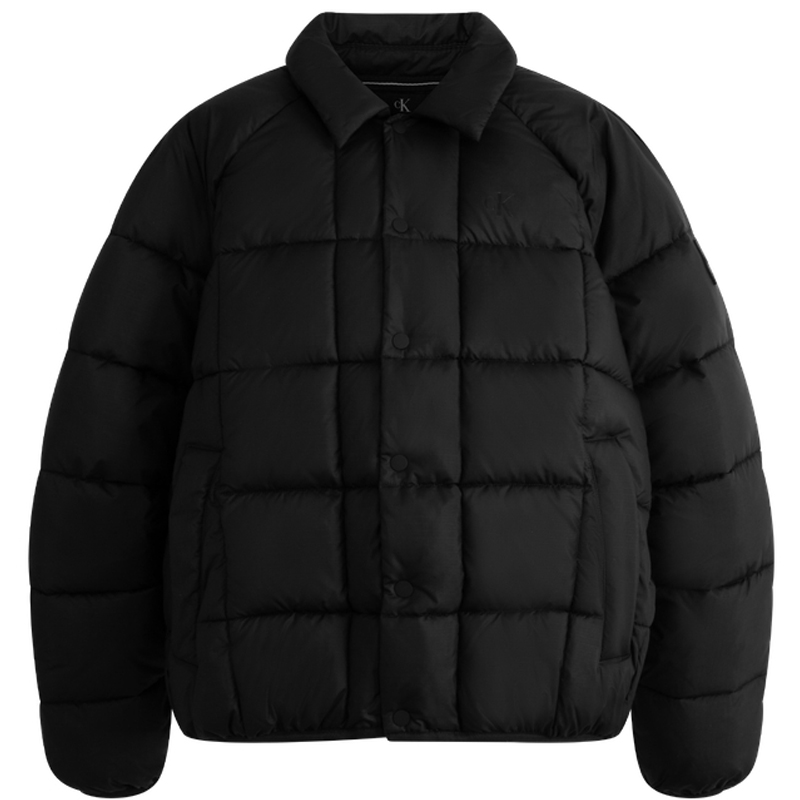 CALVIN KLEIN  Quilted Checkered Print Button-Up Jacket Space Black J324058-BEH