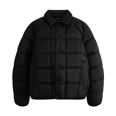 CALVIN KLEIN Quilted Checkered Print Button-Up Jacket Space Black J324058-BEH