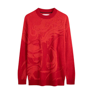 Calvin Klein Red Dragon Pattern Jacquard Sweater J324911