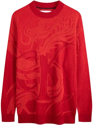 Calvin Klein Red Dragon Pattern Jacquard Sweater J324911 Order Calvin Klein Red Dragon Pattern Jacquard Sweater J324911