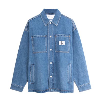 Calvin Klein Relaxed Fit Retro Light Blue Denim Jacket Shirt. J325555