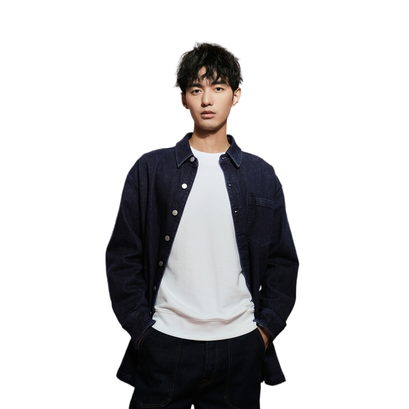 Shop Calvin Klein Jaket Denim Retro Classic Cetakan Naga Biru Gelap J324908