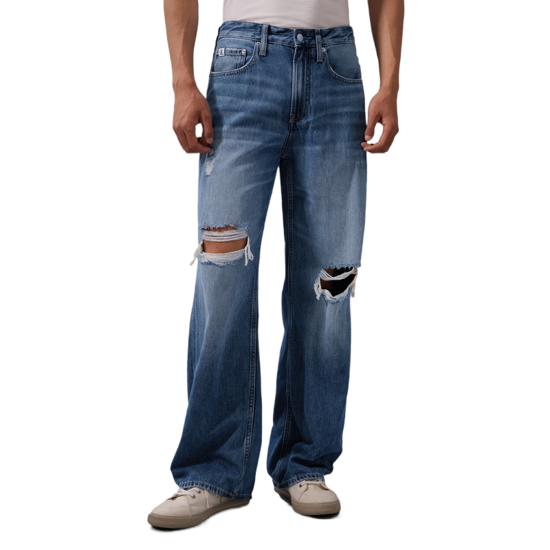 Calvin Klein  Retro Loose Fit Ripped Light Blue Denim Jeans. J325948 圖 4