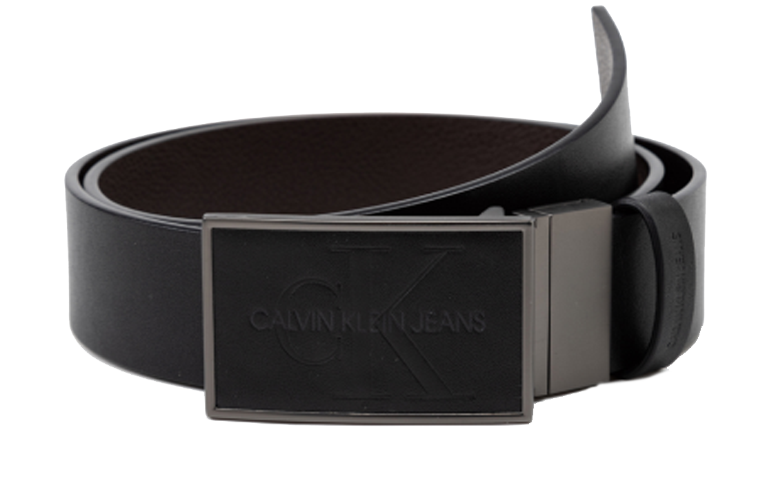 Calvin Klein  Reversible Leather Belt Black 3.5cm Width Smooth Buckle. HC589H38-001