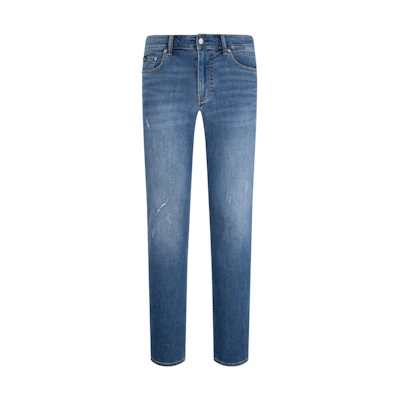 Calvin Klein Slim Fit Distressed Stretch Denim Jeans in Blue. J325416
