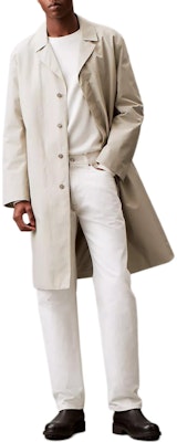 CALVIN KLEIN Solid Button-Up Long Sleeve Trench Coat Stone Color 40BM502-250 Order CALVIN KLEIN Solid Button-Up Long Sleeve Trench Coat Stone Color 40BM502-250