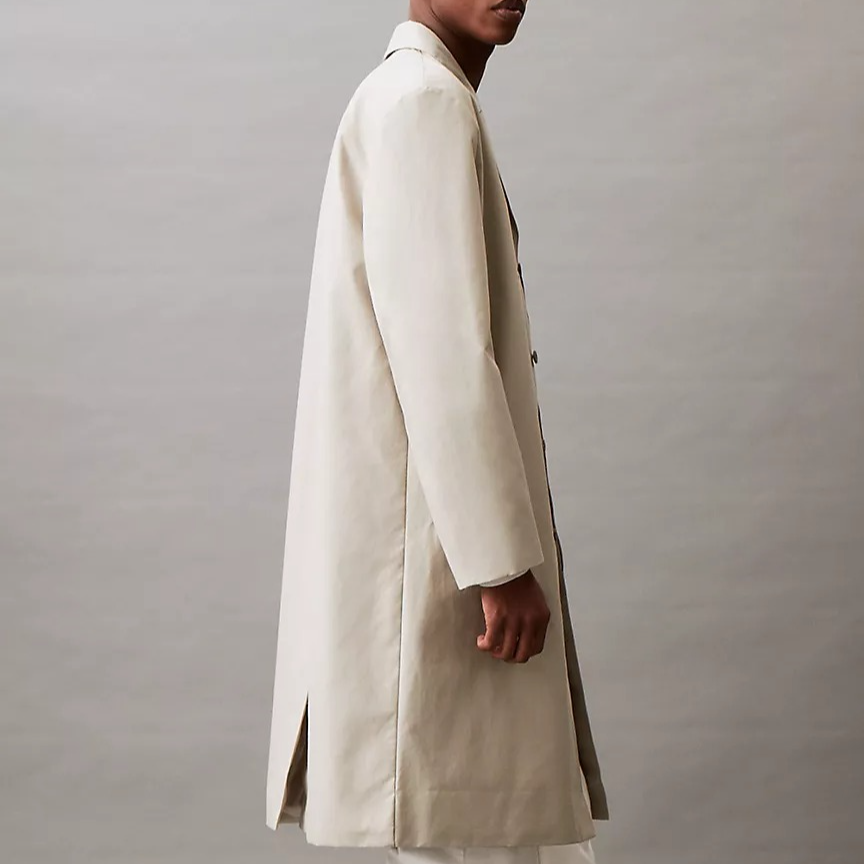 Shop CALVIN KLEIN Abrigo Trench Largo con Botones y Manga Larga Color Piedra 40BM502-250