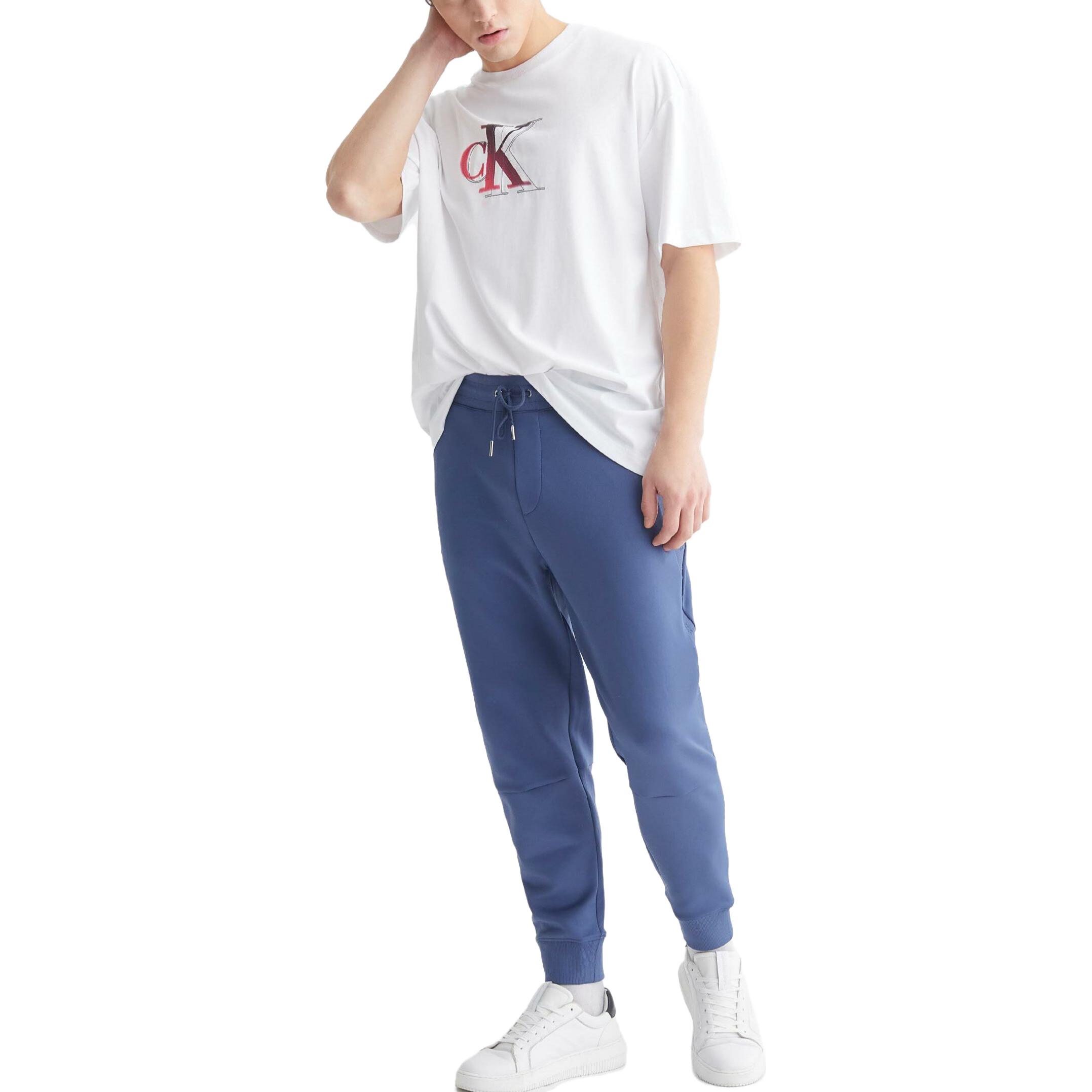 Lookbook Calvin Klein 蓝色纯色抽绳松紧腰运动裤 J322659DBZ