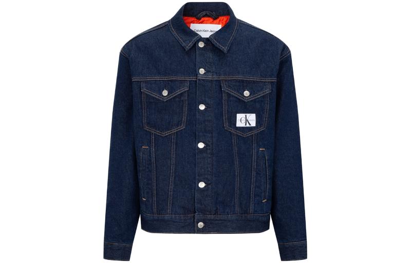 Calvin Klein  Solid Single-Breasted Denim Jacket Deep Blue J321269-1AP