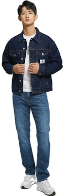 カルバン・クライン ソリッドシングルブレスト デニムジャケット ディープブルー J321269-1AP Lookbook カルバン・クライン ソリッドシングルブレスト デニムジャケット ディープブルー J321269-1AP