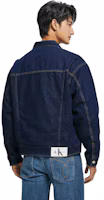 Shop Calvin Klein 深藍色單排扣牛仔外套 J321269-1AP
