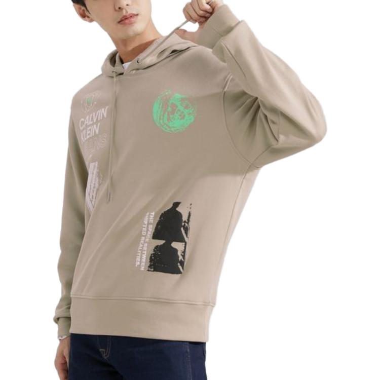 Calvin Klein  Space Print Loose Fit Cotton Hoodie Beige Colorway. J324472 圖 5