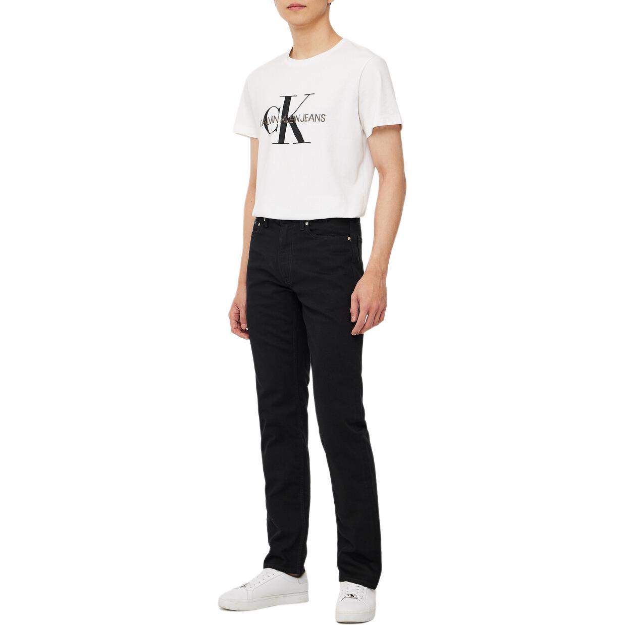 Shop Calvin Klein Jeans Rectos Negros de Mezclilla Elástica 40JM744-7JR