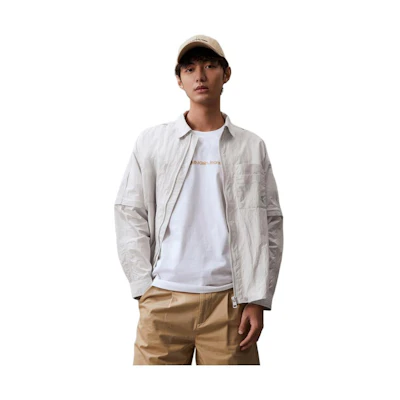 Calvin Klein Two-Way Zipper Shirt Jacket Outdoor Casual - Galaxy Gray. J325366-PC8