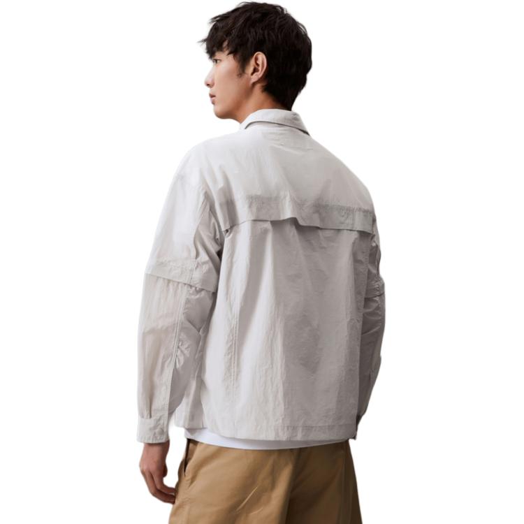 Shop Calvin Klein 雙向拉鍊休閒外套襯衫 - 銀河灰色 J325366-PC8