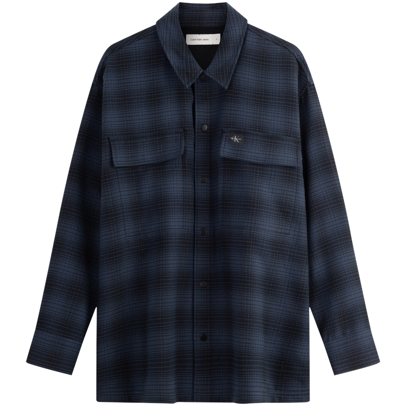 Calvin Klein  Vintage Loose Fit Flannel Plaid Shirt Blue J326183