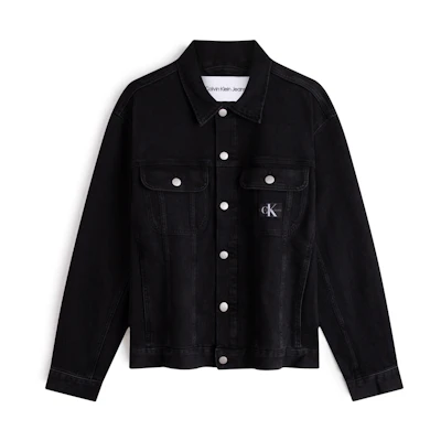 Calvin Klein Washed Black Loose Fit Denim Jacket Retro Style. J324792