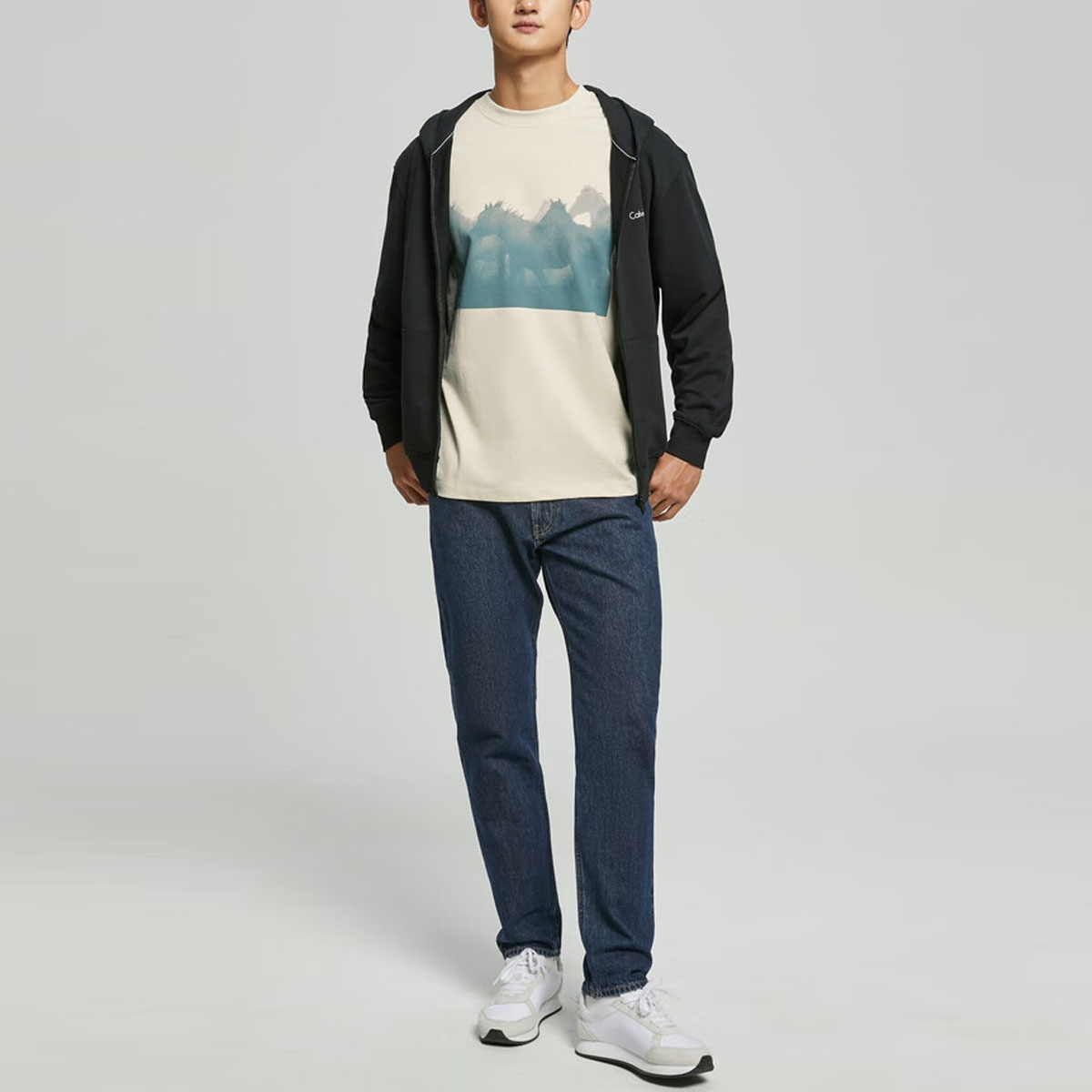 Shop CALVIN KLEIN Jeans Tirus Dicuci Biru Tua. J323002-1BY