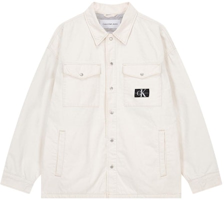 カルバンクライン ホワイト コットン 長袖 カジュアルジャケット ボタンアップ J322063-1AA Buy カルバンクライン ホワイト コットン 長袖 カジュアルジャケット ボタンアップ J322063-1AA