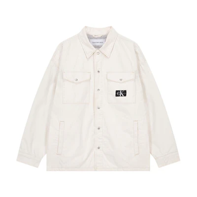 Calvin Klein White Cotton Button-Up Casual Jacket Long Sleeve. J322063-1AA