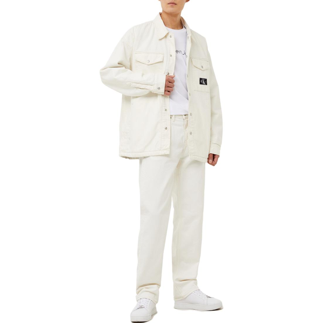 Shop カルバンクライン ホワイト コットン 長袖 カジュアルジャケット ボタンアップ J322063-1AA