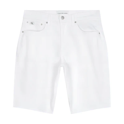CALVIN KLEIN White Solid Casual Comfort Denim Shorts. J325422-1AA