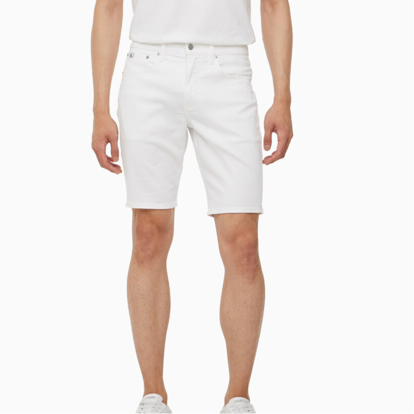 Shop 卡尔文·克莱因 白色纯色休闲舒适牛仔短裤 J325422-1AA